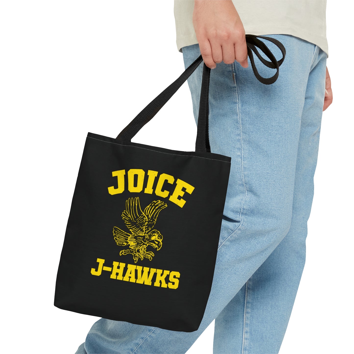 Throwback Joice J-Hawks (worn yellow design) on Black Tote Bag