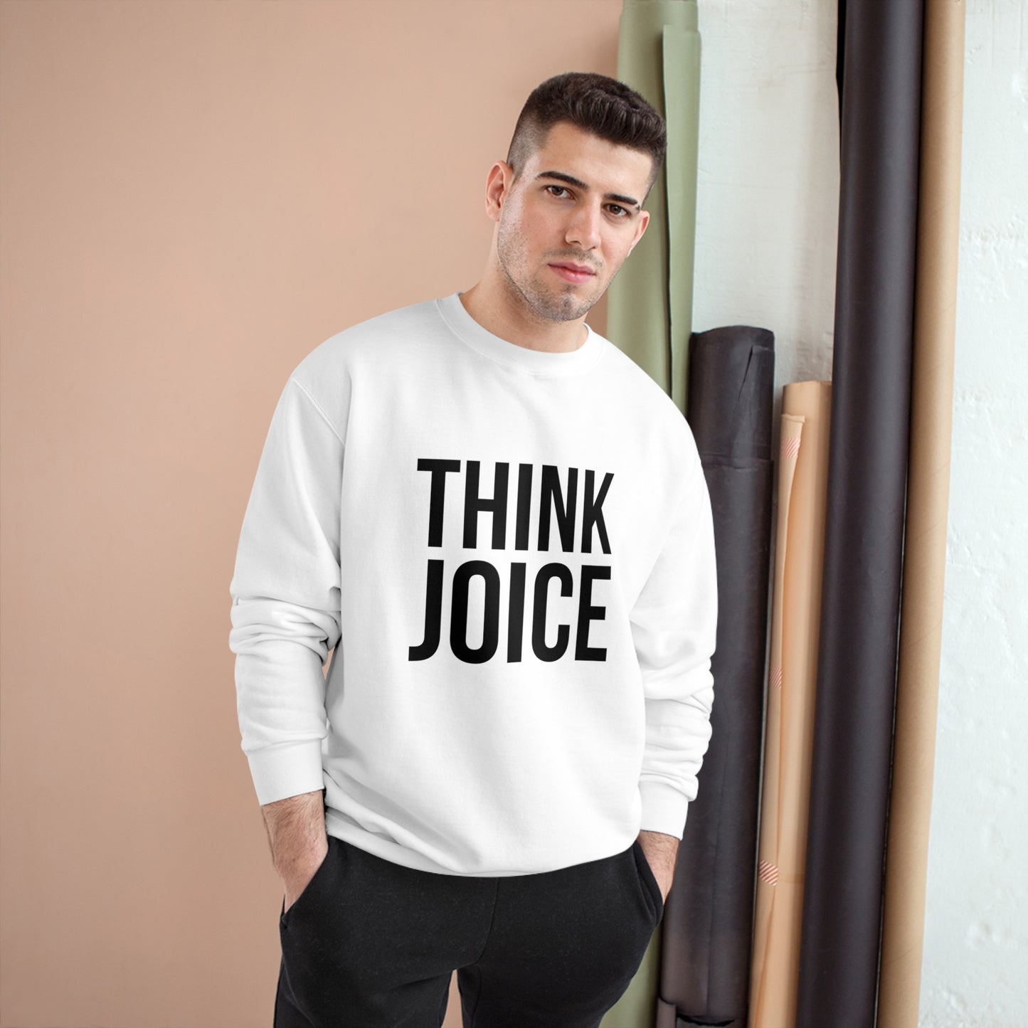 Think Joice (black design) on Champion Sweatshirt