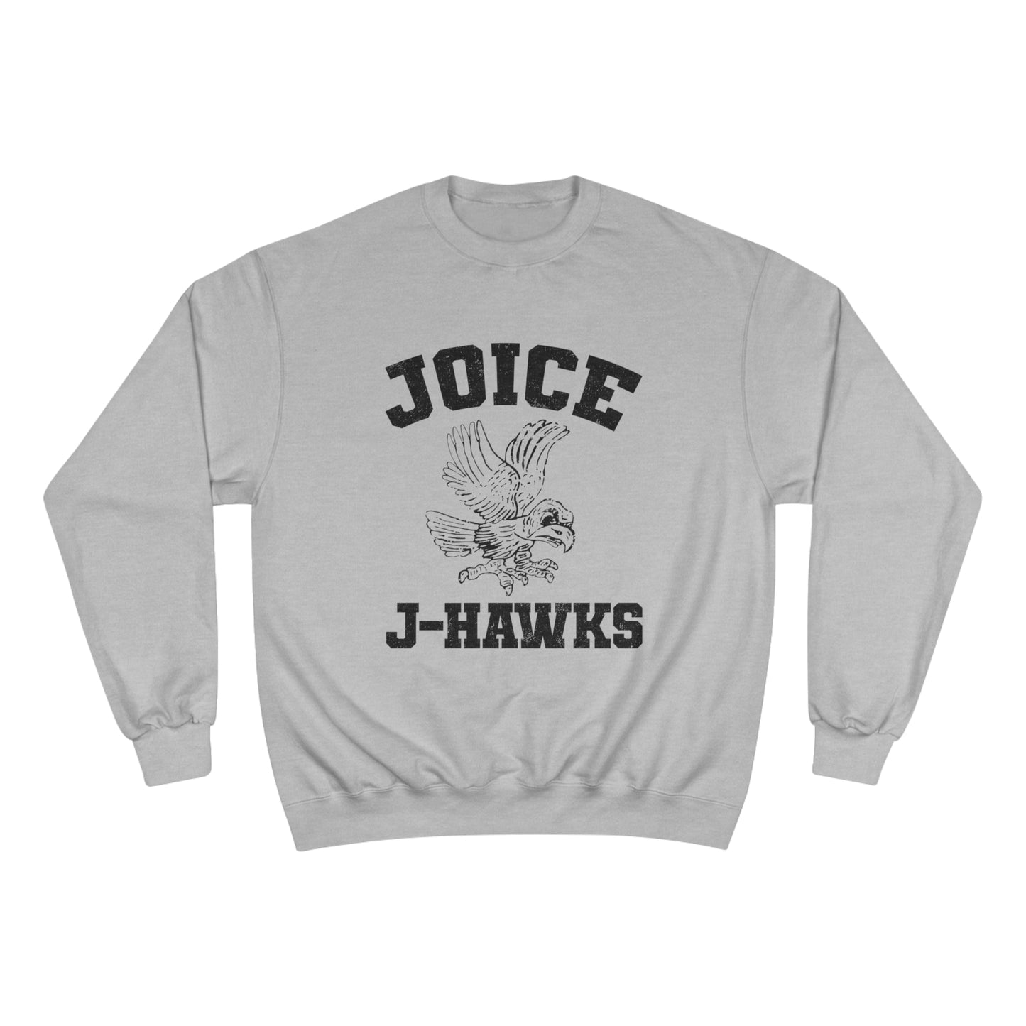 Throwback Joice J-Hawks (worn black design) on Champion Sweatshirt