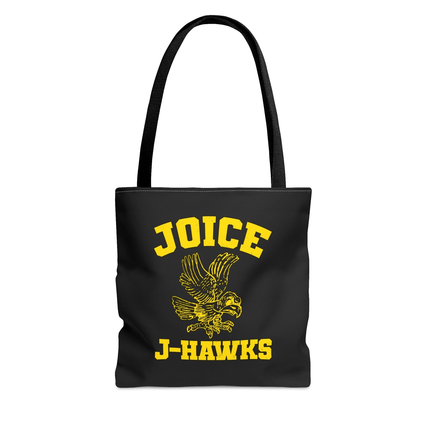 Throwback Joice J-Hawks (worn yellow design) on Black Tote Bag