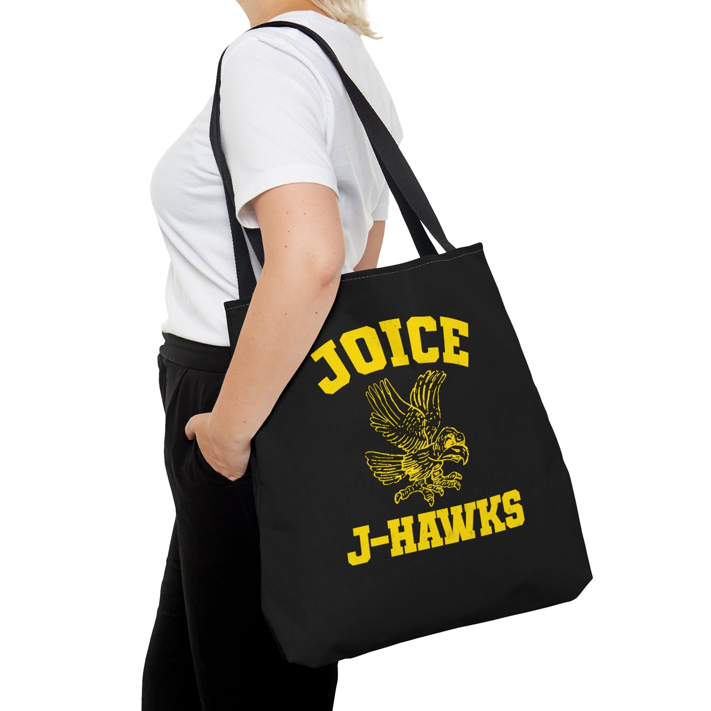 Throwback Joice J-Hawks (worn yellow design) on Black Tote Bag