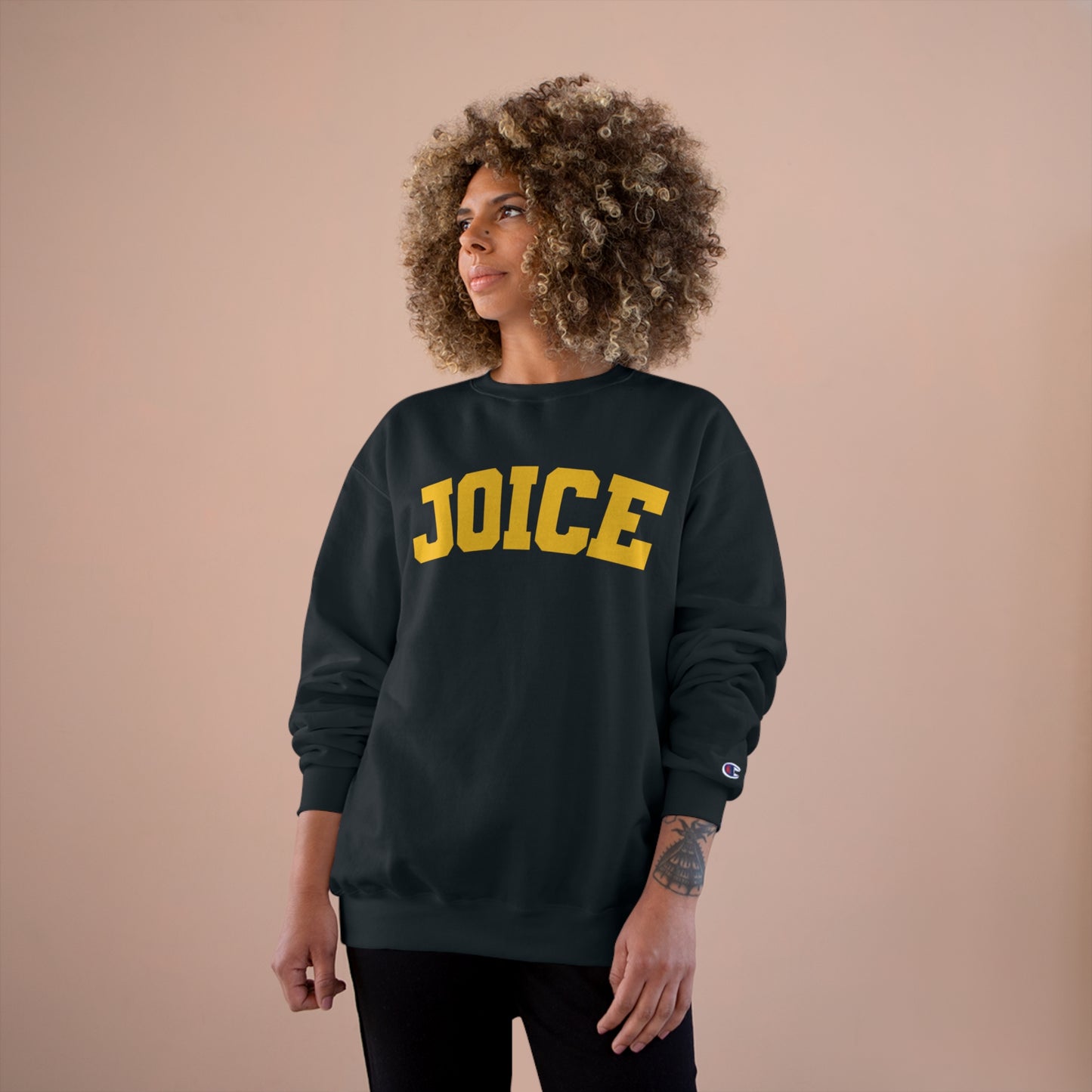 JOICE (yellow design) on Champion Sweatshirt