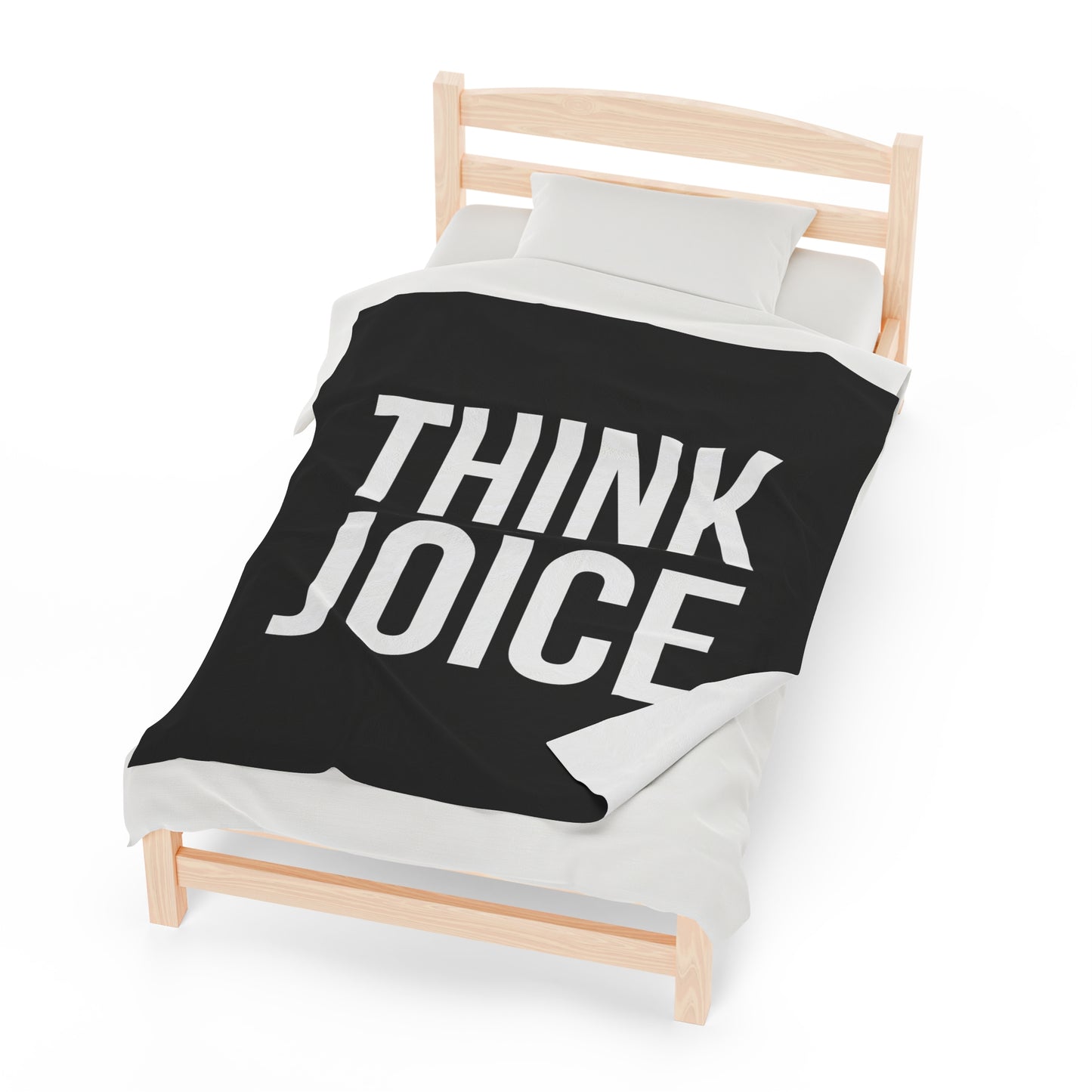 Think Joice (white design) on Black Velveteen Plush Blanket