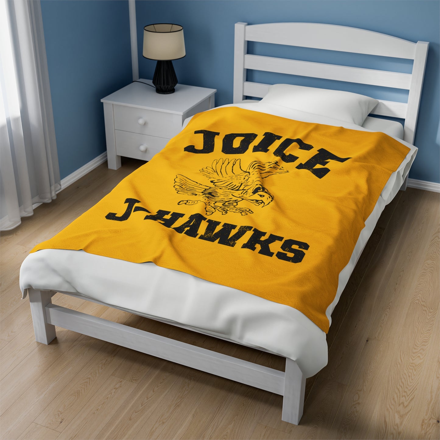 Throwback Joice J-Hawks (worn black design) on Velveteen Plush Blanket