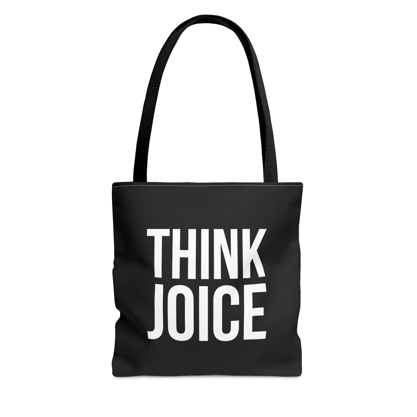 Think Joice (white design) on Black Tote Bag