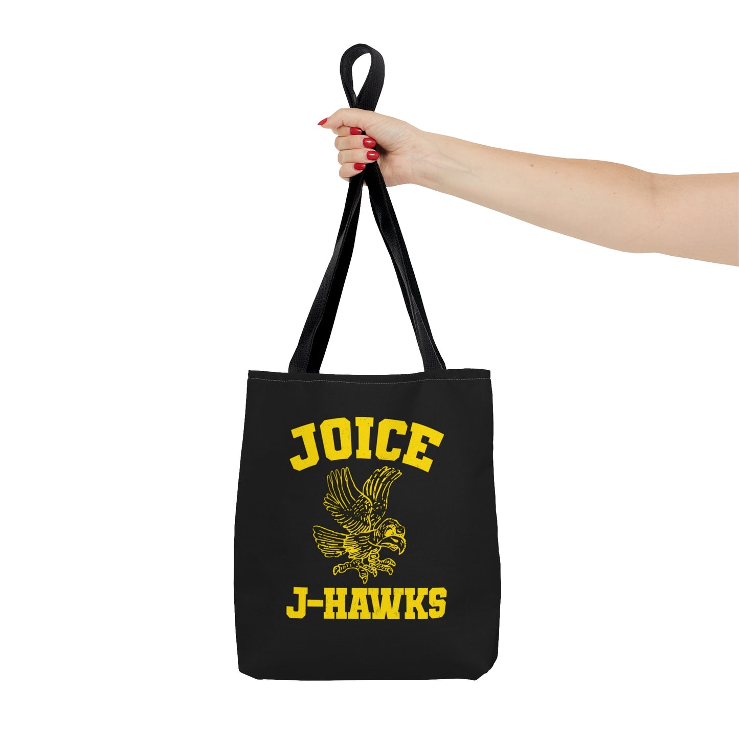 Throwback Joice J-Hawks (worn yellow design) on Black Tote Bag