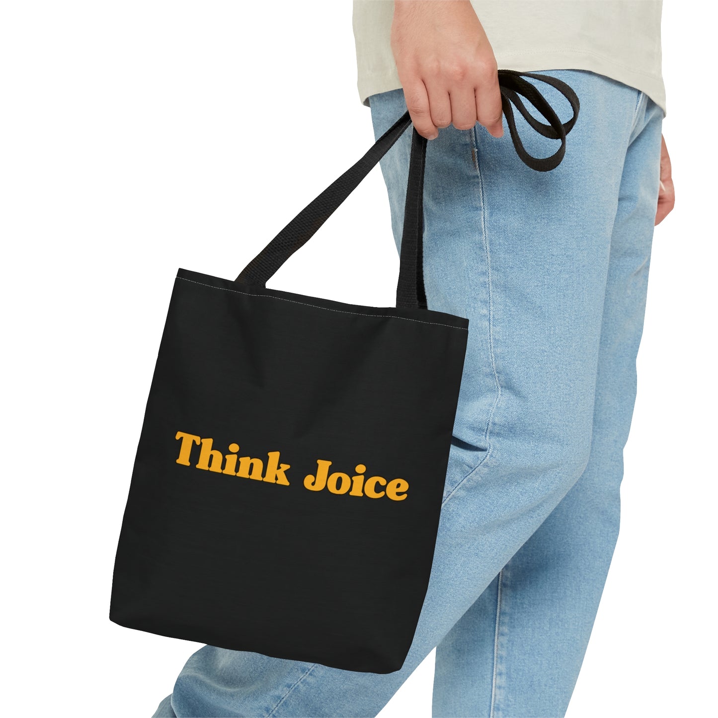 Think Joice Retro (dark yellow design) on Black Tote Bag