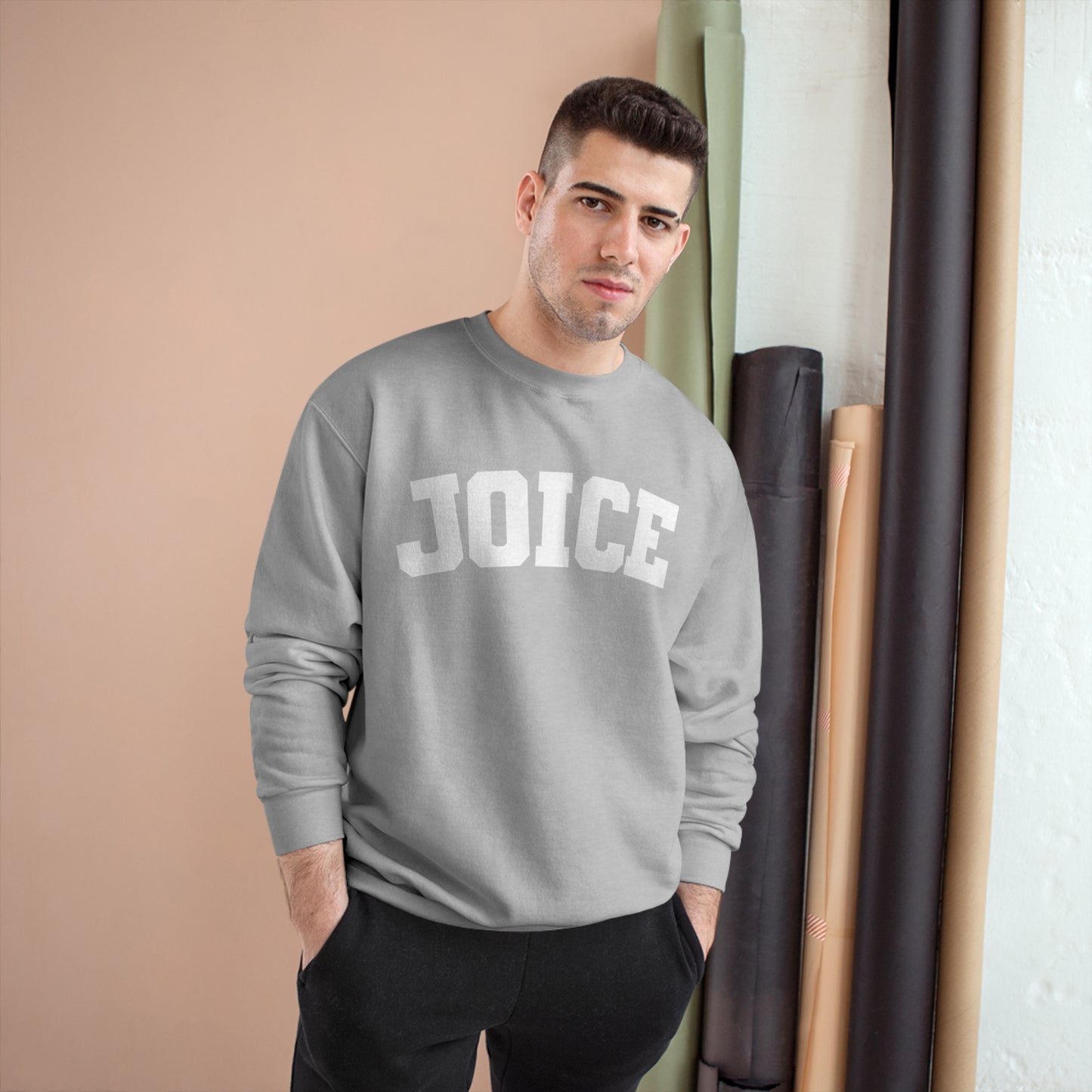 JOICE (white design) on Champion Sweatshirt