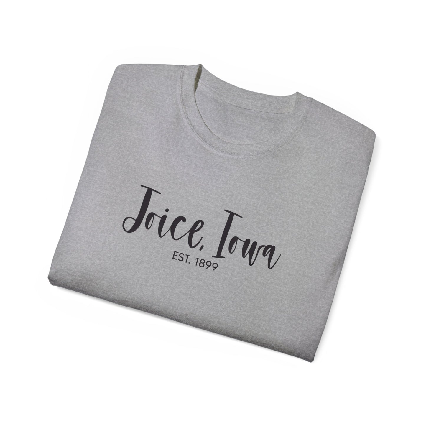 Joice, Iowa Est. 1899 (Black Design) on Unisex Ultra Cotton Short Sleeve Tee