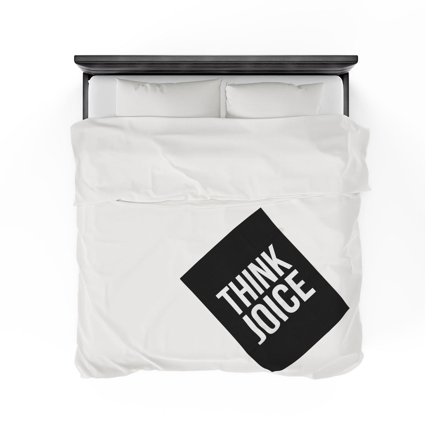 Think Joice (white design) on Black Velveteen Plush Blanket