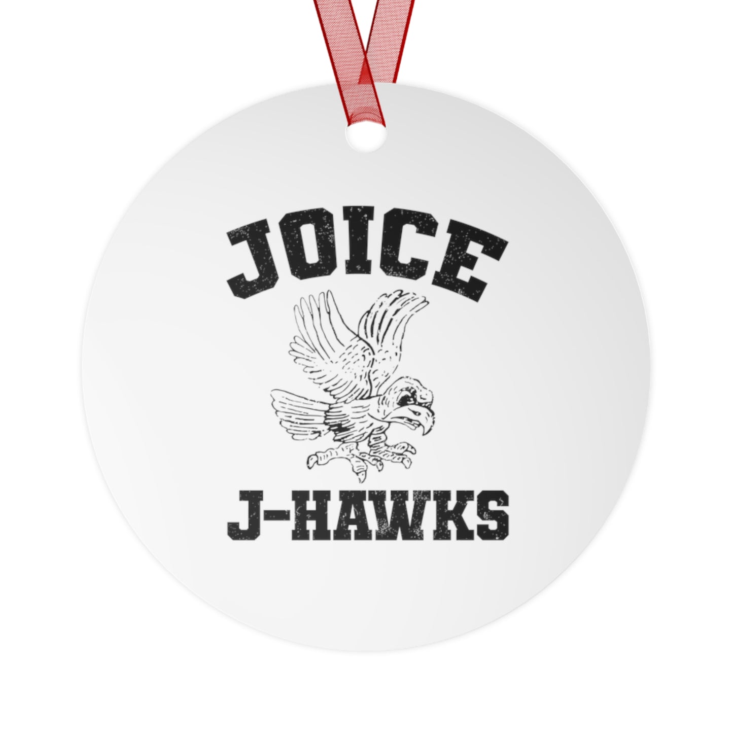 Throwback Joice J-Hawk (worn black design) on Metal Ornaments