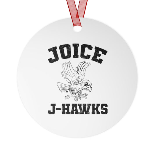 Throwback Joice J-Hawk (worn black design) on Metal Ornaments